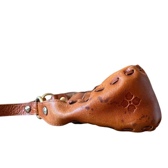 Patricia Nash Micaela Baguette Bag Brown Cognac Flap Shoulder Tooled Leather - Picture 3 of 12
